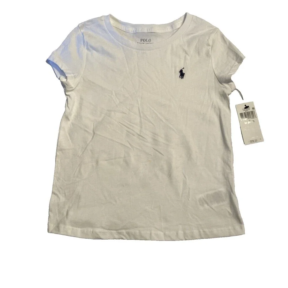 Ralph Lauren T Shirt Boys Size M 8-10 White Small Stain See Photo NWT